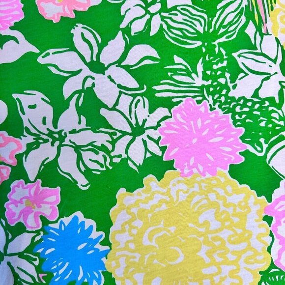 Lilly Pulitzer Palmetto Hibiscus Pima Cotton Floral Green Tropical Dress - Sz S - Picture 9 of 12